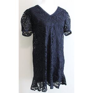 Express Dark Blue lace overlay shift dress